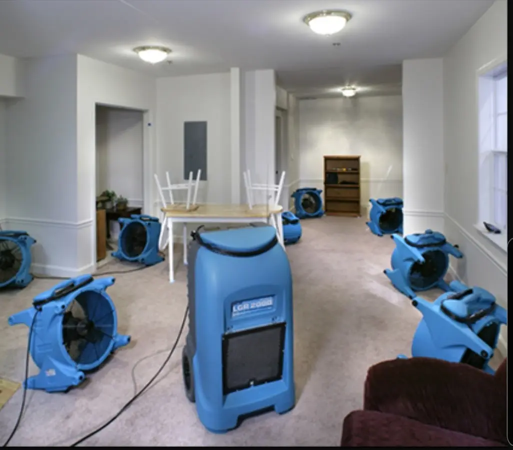 Air movers and dehumidifier setup for Water Extraction & Removal in Oceanside